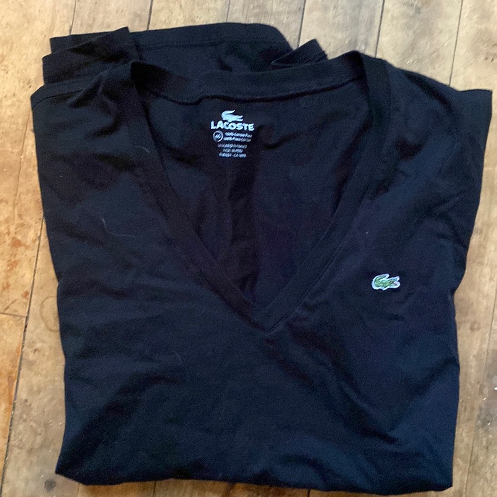 LACOSTE short sleeve v neck black